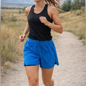 FWD Blue Athletic Running Shorts w/ Built-In Compression Liner Reflective Size L